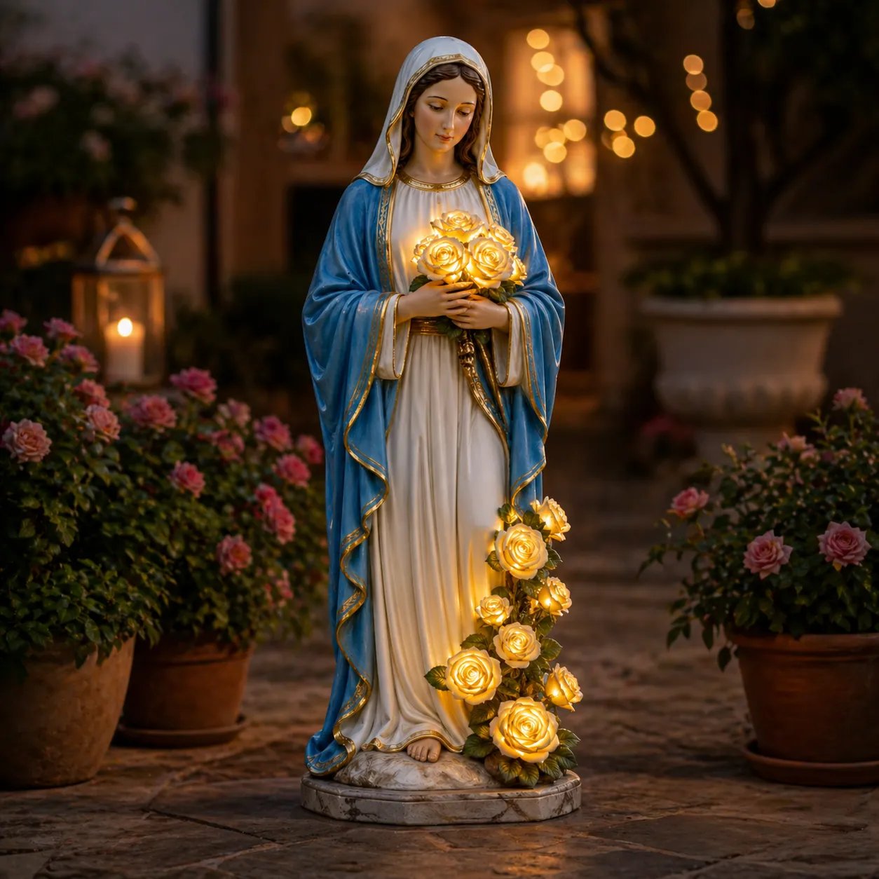 💗 Today Only 50% OFF —🎁 Virgin Mary Solar Garden Statue With Glowing Roses That Brings Faith, 🙏Warm Light & Blessed Peace To Your Home