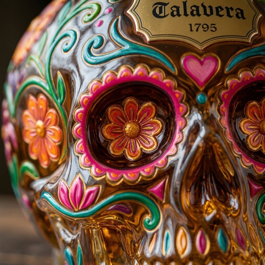 💀🌸 Limited Day of the Dead Special Edition — Sculpted Skull Tequila Art Bottle With Vibrant Floral Details For Collectors, Bar Displays & Unforgettable Toasts ✨🍯