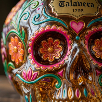 💀🌸 Limited Day of the Dead Special Edition — Sculpted Skull Tequila Art Bottle With Vibrant Floral Details For Collectors, Bar Displays & Unforgettable Toasts ✨🍯