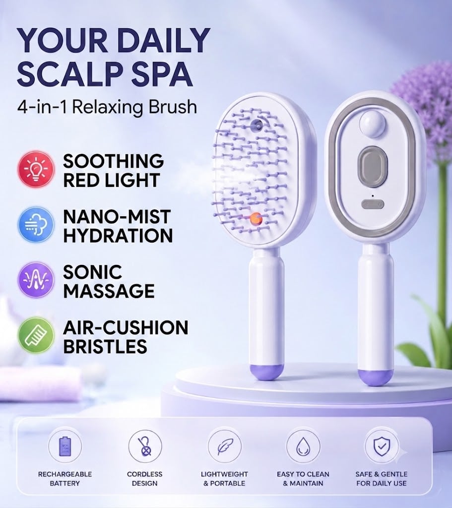 💆‍♀️ Get Salon-Smooth Hair at Home in Seconds ✨3-in-1 Electric Spray Comb — No Pain, No Frizz, Just Effortless Shine