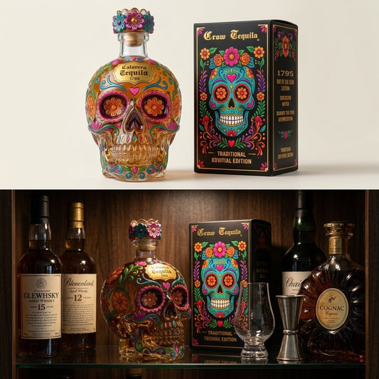 💀🌸 Limited Day of the Dead Special Edition — Sculpted Skull Tequila Art Bottle With Vibrant Floral Details For Collectors, Bar Displays & Unforgettable Toasts ✨🍯