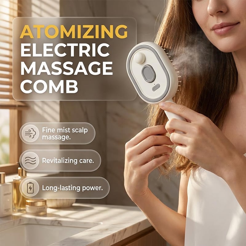 💆‍♀️ Get Salon-Smooth Hair at Home in Seconds ✨3-in-1 Electric Spray Comb — No Pain, No Frizz, Just Effortless Shine