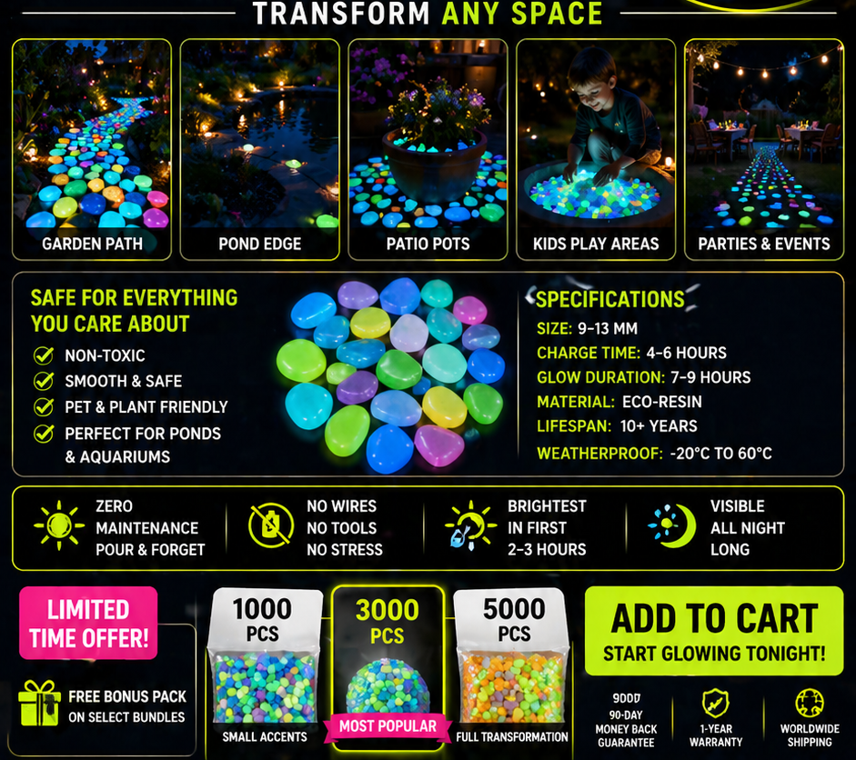 🔥 Today Only 50% OFF — Turn Your Dark Garden Into A Glowing Fairy-Tale Path With Solar Pebbles That Charge By Day & Shine After Dark