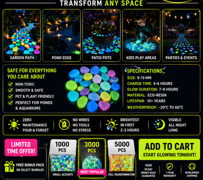 🔥 Today Only 50% OFF — Turn Your Dark Garden Into A Glowing Fairy-Tale Path With Solar Pebbles That Charge By Day & Shine After Dark