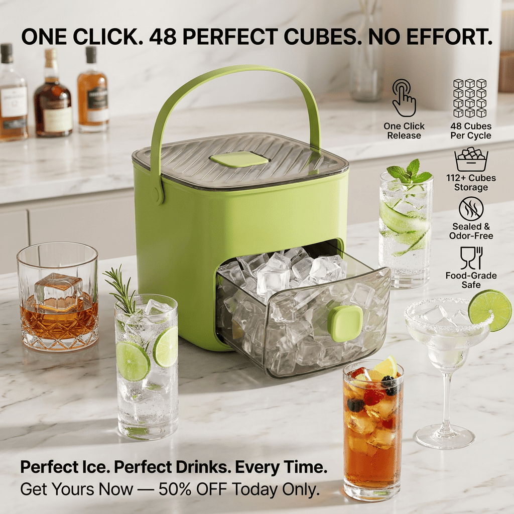 🔥 Summer Sale 50% OFF — Stop Twisting Smelly Ice Trays & Press Once For 48 Fresh Cubes Stored Clean, Sealed & Ready For Every Iced Coffee, Whiskey, Tumbler & Party