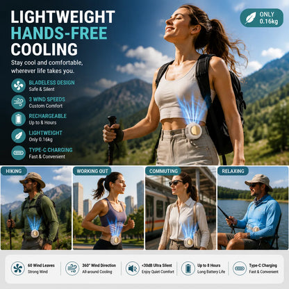 🌬️ Stay Cool All Day Anywhere Hands-Free Waist Fan — Portable, Rechargeable & Powerful Personal Cooling