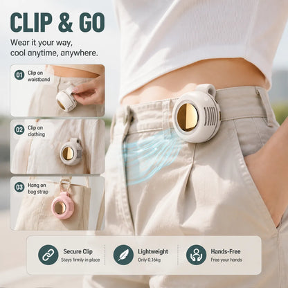 🌬️ Stay Cool All Day Anywhere Hands-Free Waist Fan — Portable, Rechargeable & Powerful Personal Cooling