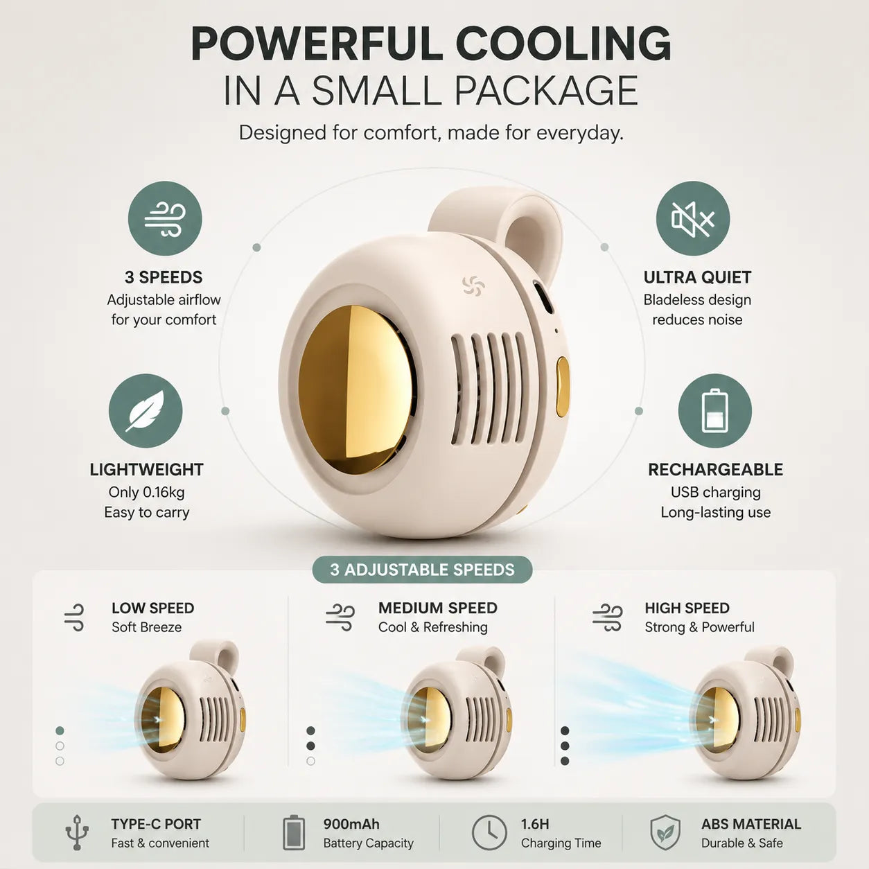 🌬️ Stay Cool All Day Anywhere Hands-Free Waist Fan — Portable, Rechargeable & Powerful Personal Cooling