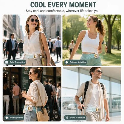 🌬️ Stay Cool All Day Anywhere Hands-Free Waist Fan — Portable, Rechargeable & Powerful Personal Cooling
