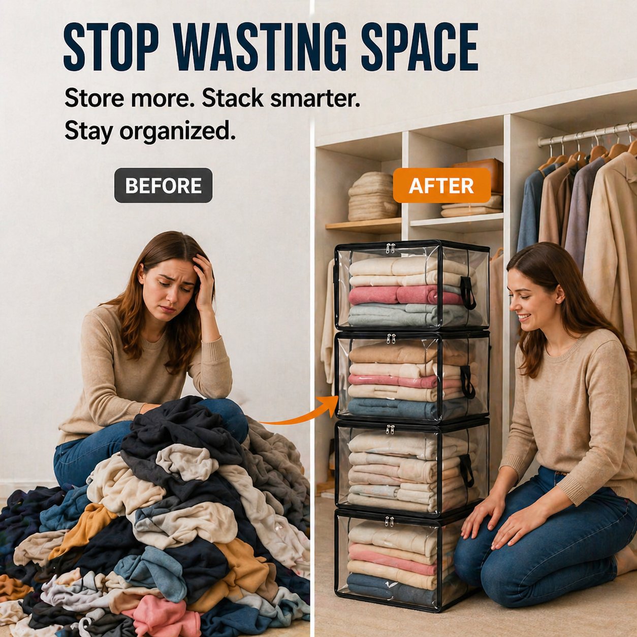 🔥 Today Only 48% OFF — Stop Letting Clothes, Blankets & Clutter Take Over Your Home With Clear Heavy-Duty Storage Bags That Hold More, Stack Neatly & Show Everything Instantly