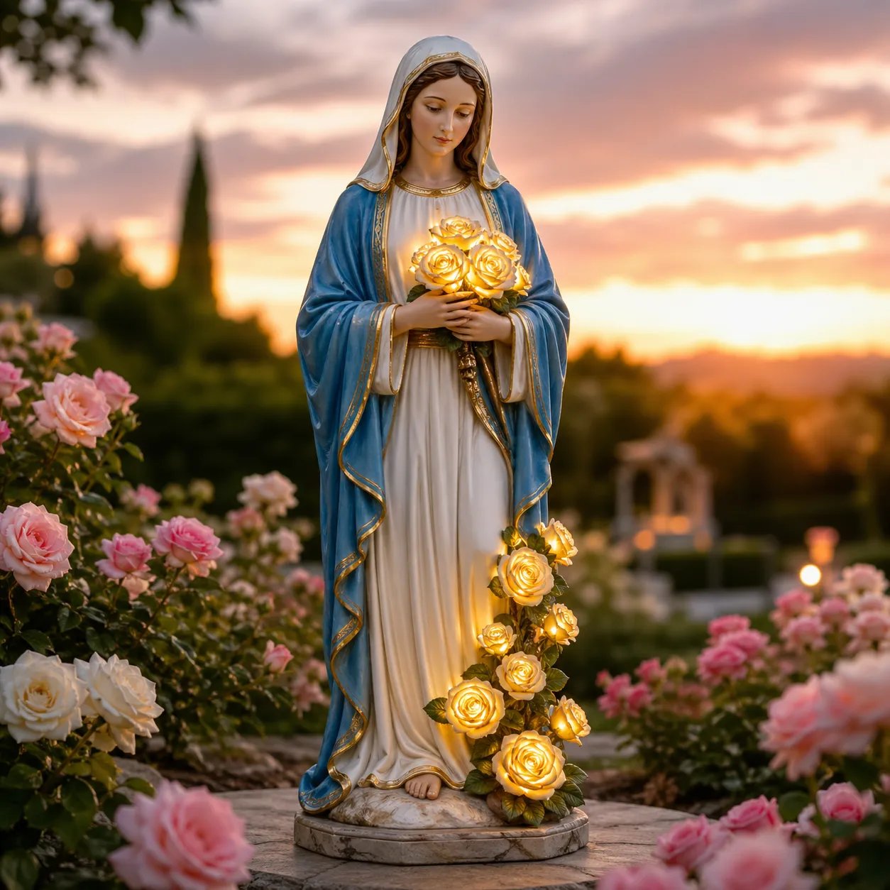 💗 Today Only 50% OFF —🎁  Virgin Mary Solar Garden Statue With Glowing Roses That Brings Faith, 🙏Warm Light & Blessed Peace To Your Home